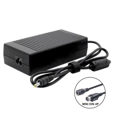 Fonte de alimentação preta com cabo e conector MINI DIN 4P