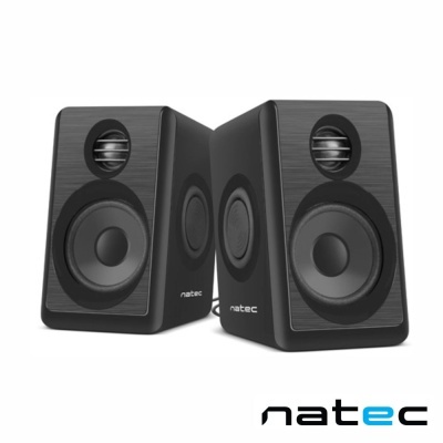 Colunas de áudio NATEC pretas com dois altifalantes cada uma