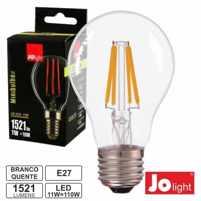 Lâmpada LED transparente com base metálica e embalagem preta JOlight