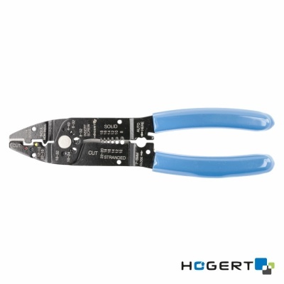 Alicate de corte e desencape de fios com cabo azul e corpo metálico