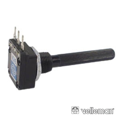 Interruptor rotativo preto com terminais metálicos e aro prateado