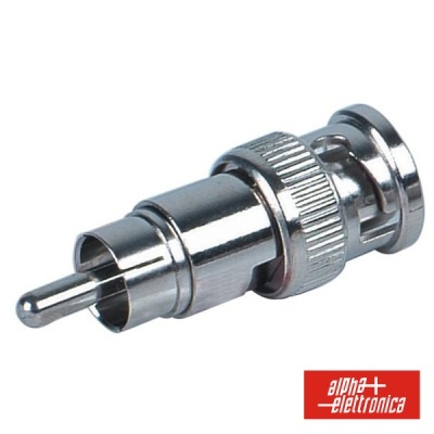 Conector adaptador metálico prateado com marca alpha elettronica
