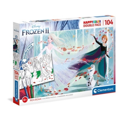 Caixa de puzzle dupla face Disney Frozen II com 104 peças da Clementoni