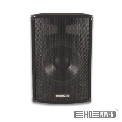 Coluna de som preta HQ Power com grelha frontal e logótipo