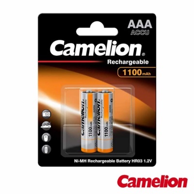 Pack de duas pilhas AAA recarregáveis Camelion preto e laranja