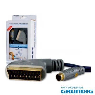 Cabo adaptador Grundig com conector SCART e mini-DIN com embalagem da marca