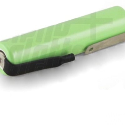 Bateria recarregável verde com topo preto e lateral metálica