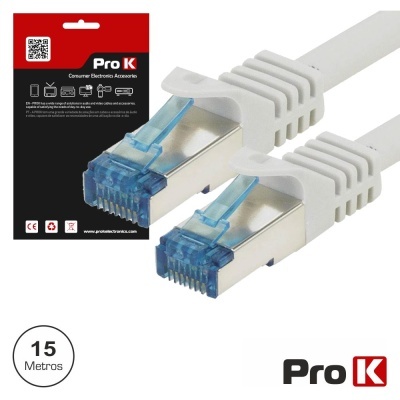 Cabo de rede branco Pro K RJ45 com 15 metros e embalagem