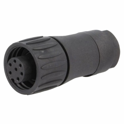 Conector circular preto de 7 pinos de plástico