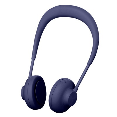 Auscultadores sem fios azuis escuros com design almofadado e arco flexível