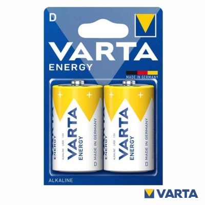 Pacote de duas pilhas alcalinas VARTA Energy tamanho D amarelo e branco