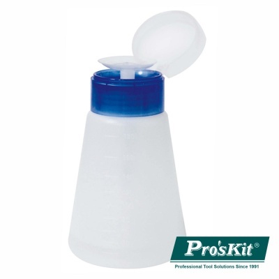 Frasco plástico translúcido com tampa azul e logo Pro'sKit