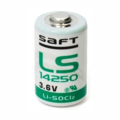 Bateria cilíndrica SAFT LS 14250 3.6V LI-SOCL2 branca e verde