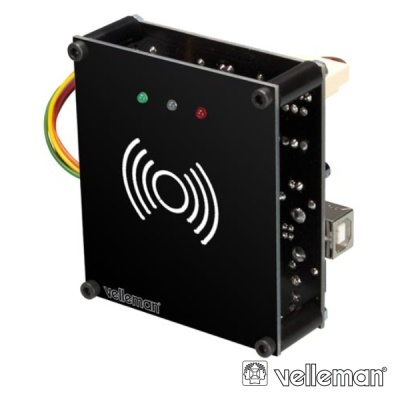 Leitor RFID Velleman com LEDs e símbolo de ondas de rádio