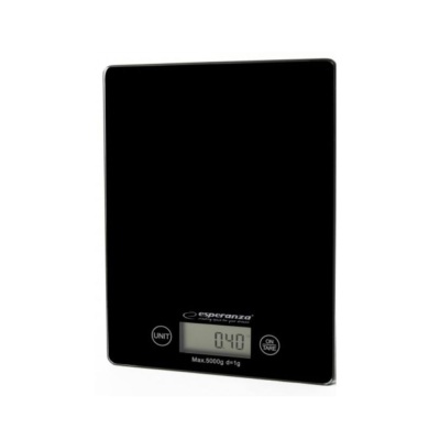 Balança digital de cozinha preta com ecrã digital e botões