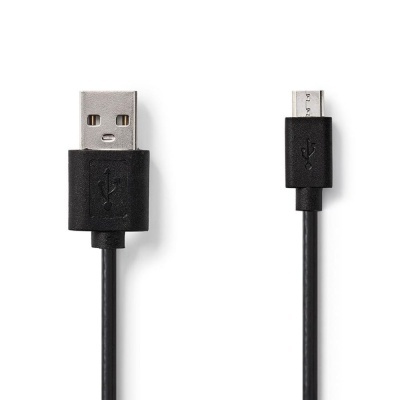 Cabo USB preto com conector USB tipo A e Micro USB