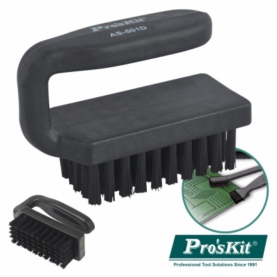 Escova preta para limpeza com cabo retangular e cerdas duras, marca Pro'sKit AS-501D