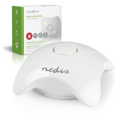 Detetor de fugas de água Nedis branco com embalagem ao fundo