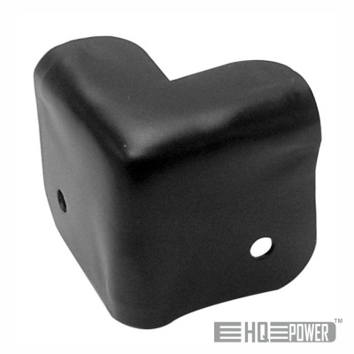 Proteção de canto preta em plástico liso com dois orifícios e logo HQ Power.