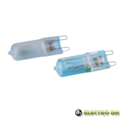 Lâmpadas halógenas G4, uma fosca e outra transparente com componentes internos, sobre fundo branco, logo ELECTRO DH
