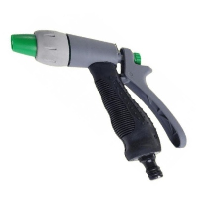 Pulverizador para mangueira de jardim cinza e preto com ponta verde