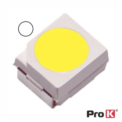 LED amarelo em base branca com logotipo Pro K