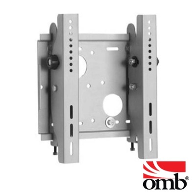 Suporte de parede metálico cinza para TV com logótipo omb