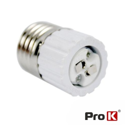Adaptador de soquete para lâmpada branco e metálico com logótipo ProK