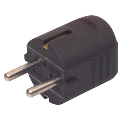 Adaptador elétrico preto com dois pinos metálicos