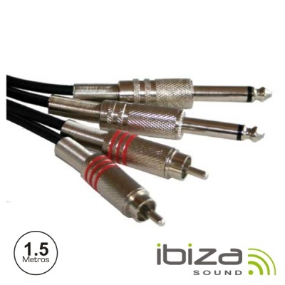 Conjunto de cabos de áudio com conectores jack e rca