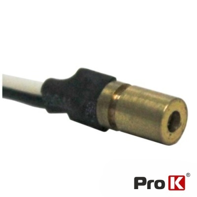 Cabo elétrico com conector fêmea metal dourado e isolador preto