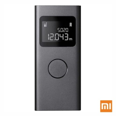 Medidor de distância digital Xiaomi cinza escuro com ecrã preto e números brancos