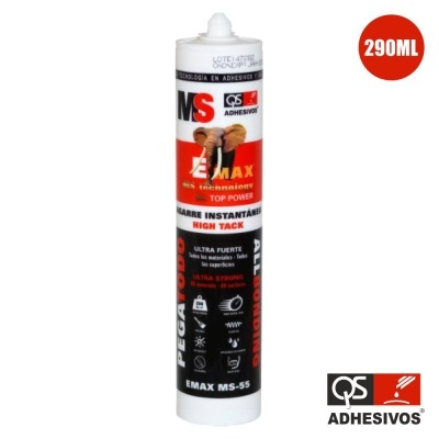 Adesivo MS EMAX em embalagem cilíndrica branca, preta e vermelha de 290ML.