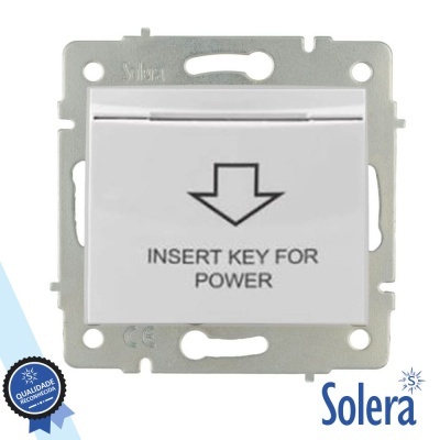 Interruptor de energia branco com texto 'INSERT KEY FOR POWER'