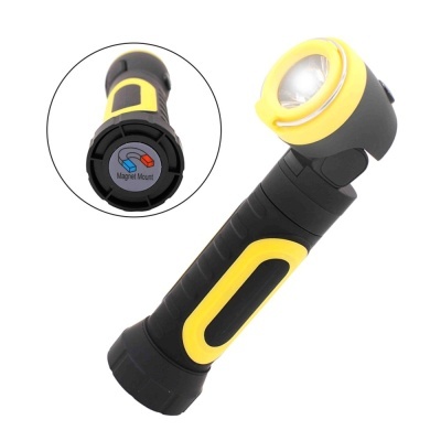 Lanterna preta e amarela com íman na base