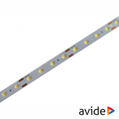 Barra de LED branca com LEDs amarelos dispostos e texto impresso