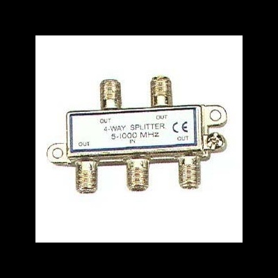 Divisor de sinal coaxial metálico com 4 saídas e 1 entrada