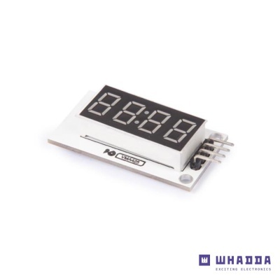 Display digital 4 dígitos preto e branco com pinos metálicos e base branca