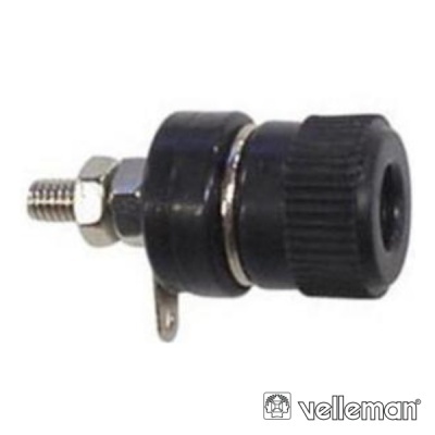 Conector de terminal metálico com corpo preto de plástico