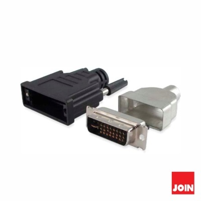 Adaptador de cabo com conector preto e metálico em fundo branco com logo JOIN