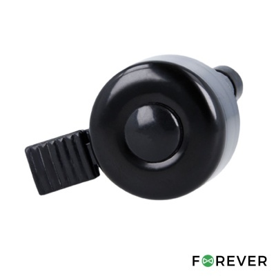 Campainha preta para bicicleta com botão redondo e alavanca