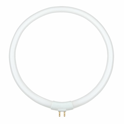 Lâmpada circular fluorescente branca com base de dois pinos