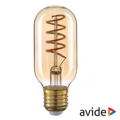 Lâmpada de filamento espiral ambra com base dourada