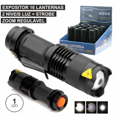 Lanternas pretas de metal mostradas com caixa azul em fundo branco