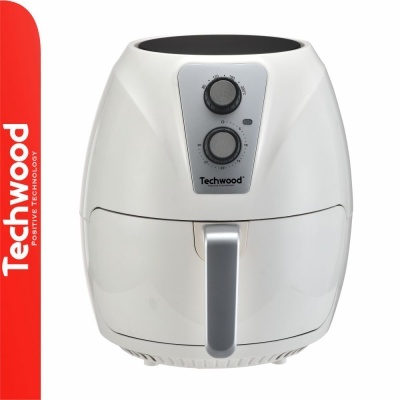 Fritadeira elétrica Techwood branca com controlo e alça cinzenta