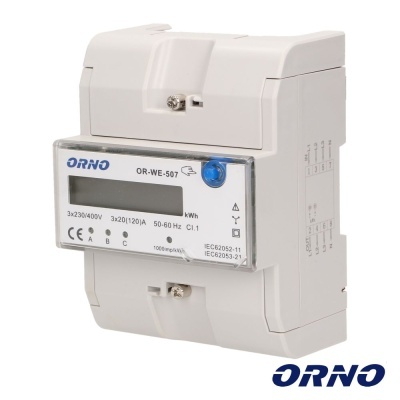 Medidor de energia elétrica ORNO OR-WE-507 branco com visor digital e texto técnico