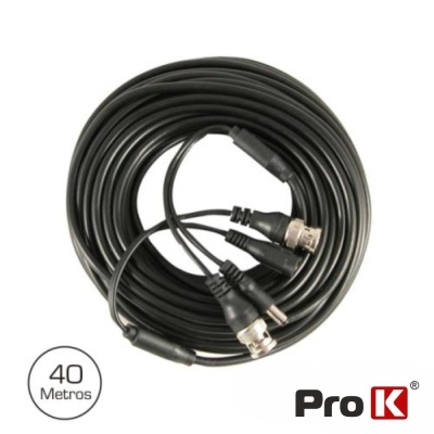 Cabo coaxial preto 40 metros com conectores metálicos