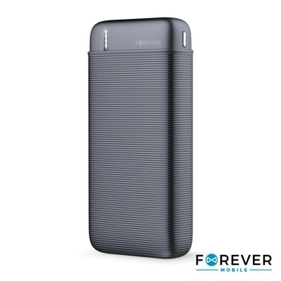 Carregador portátil cinzento FOREVER com textura de linhas horizontais