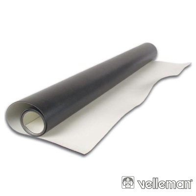 Rolo preto e branco de material flexível com o logótipo velleman