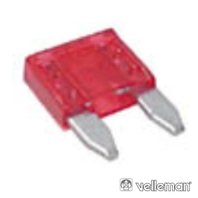 Fusível automóvel vermelho com dois terminais metálicos